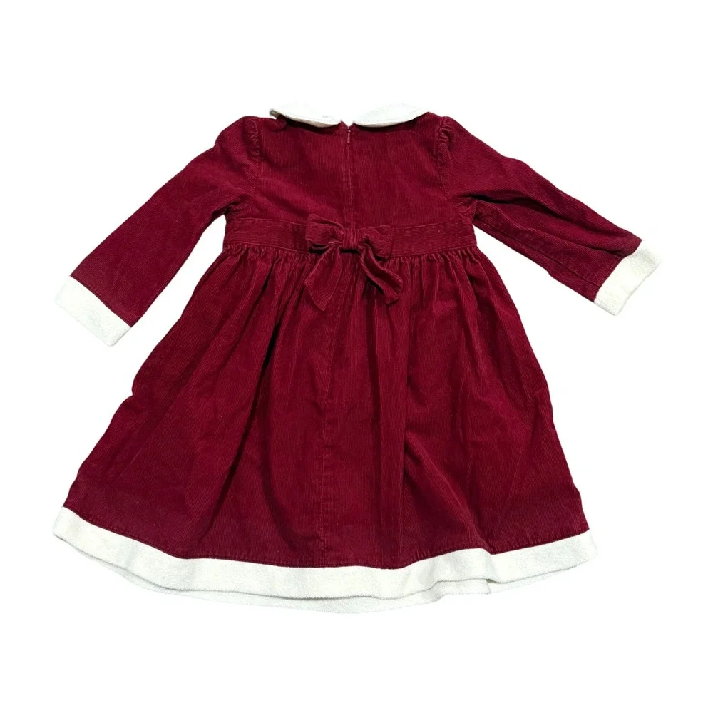 Gymboree Girls Red Corduroy Snowflake Christmas Dress Size 2T Long Sleeve‎